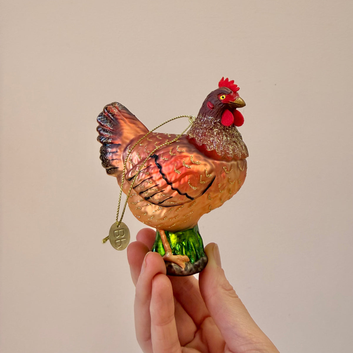 Glass Chicken Ornament