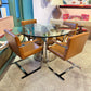 Vintage 1970’s Paul Mayan Style Circular Glass and Chrome Base Dining Table