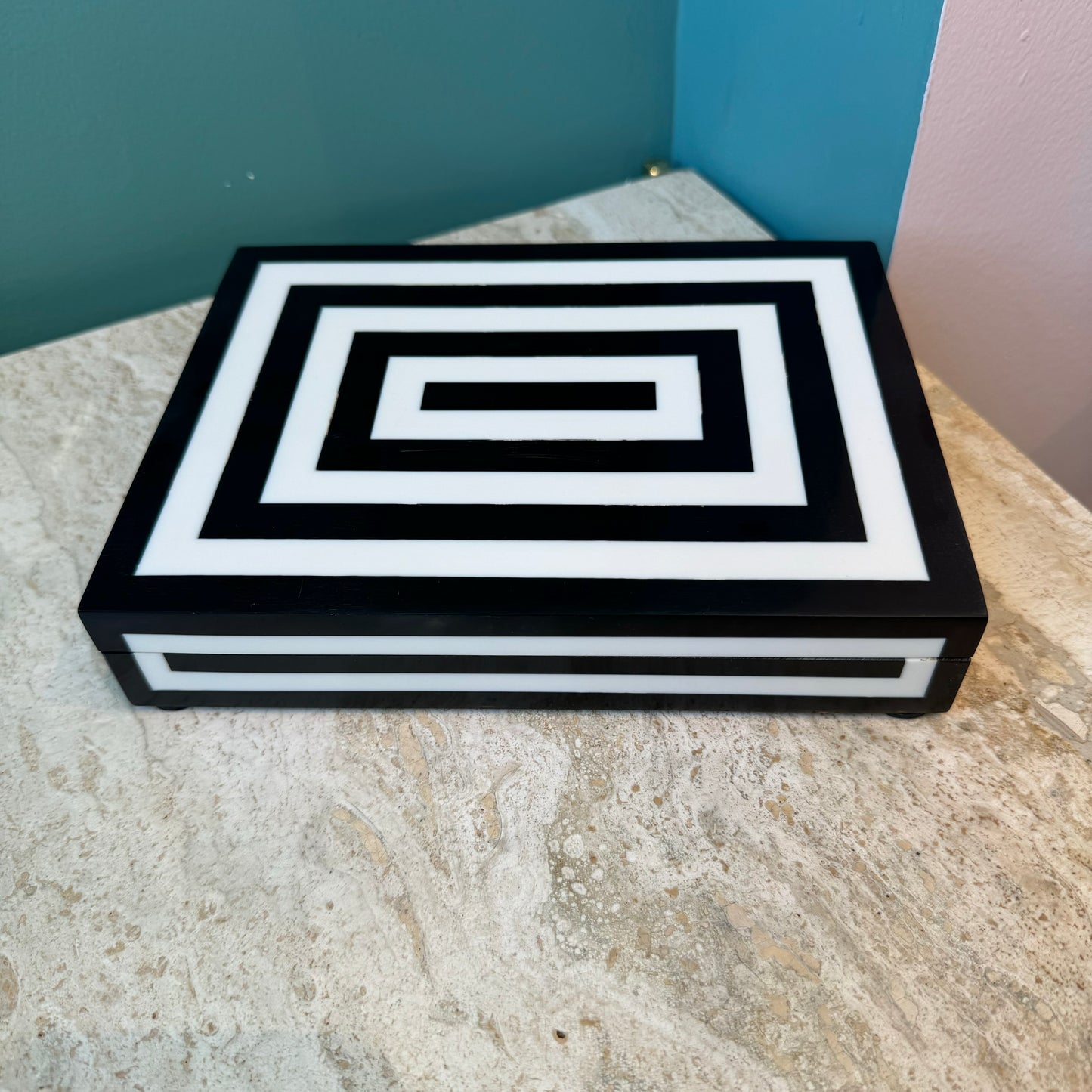 Black and White Geometric Resin Box