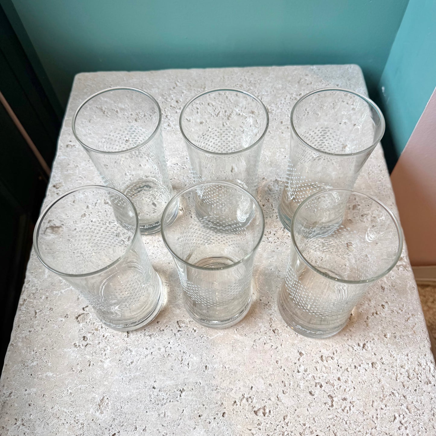 Vintage Mid-Century Georges Briard Highball Textured Dot Glasses - Set of 6 or 5