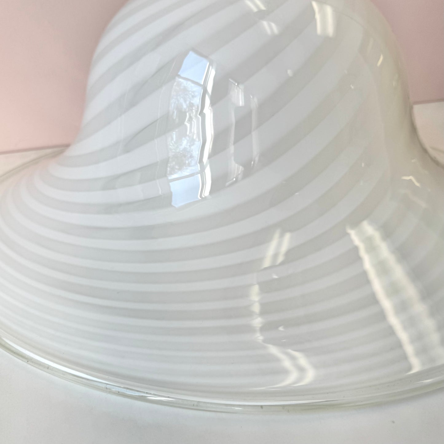 Vintage Large White Murano Glass Pendant Chandelier