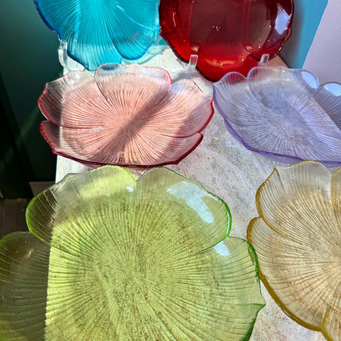 Set of 6 Vintage Mikasa Flower Glass Plates