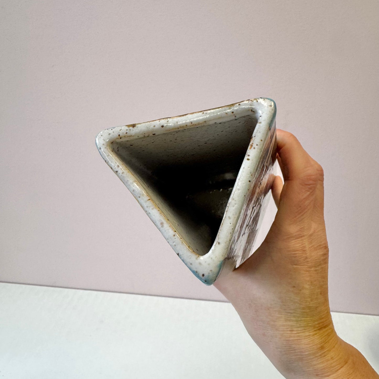 Set of 3 Vintage Triangular Clay Female Figure Vases