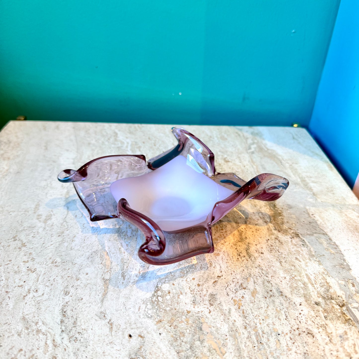 Vintage Pink Murano Glass Catchall Dish
