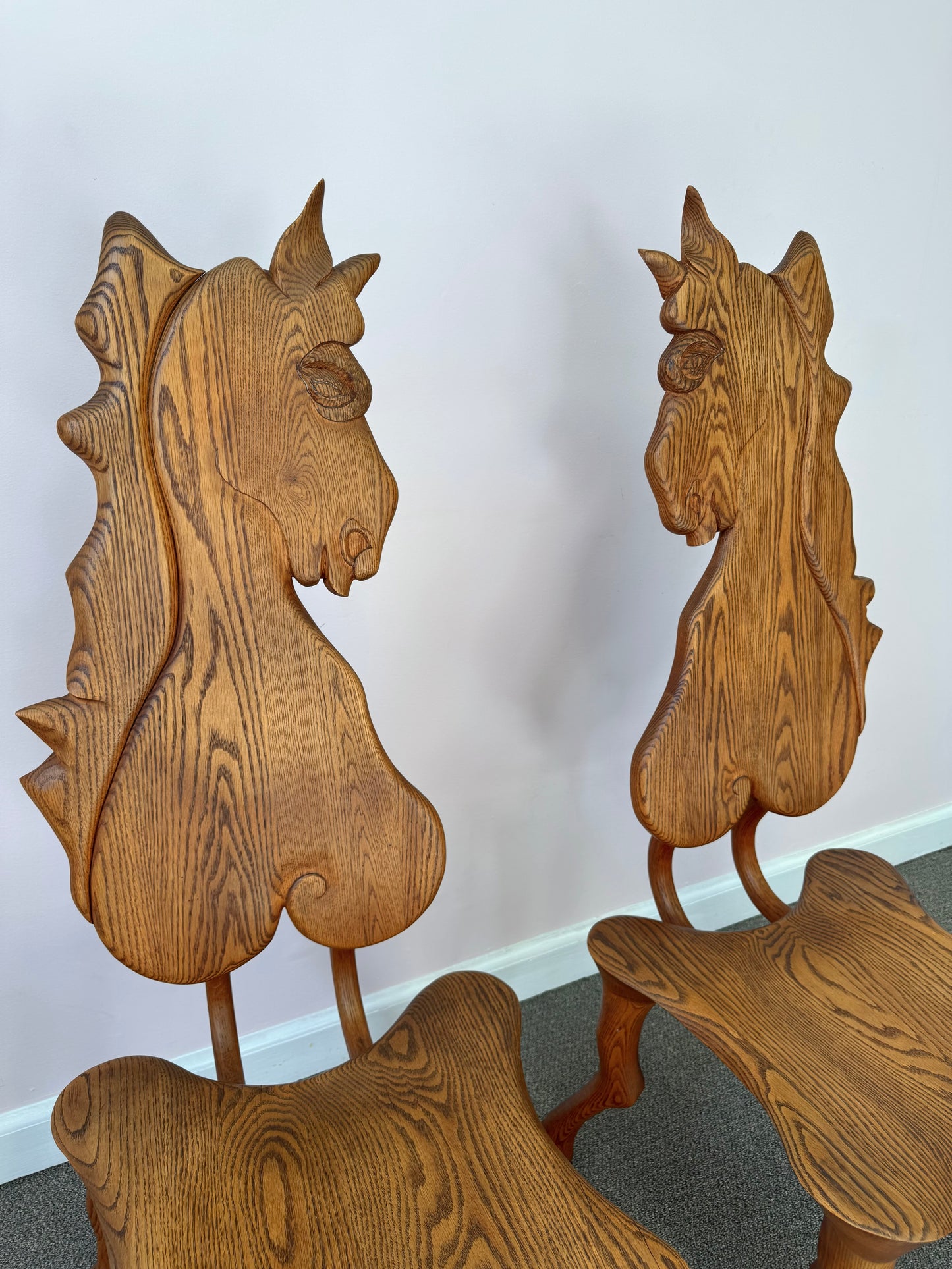 Pair of 1980 Andrew Willner Horse Chairs/Signed and Dated