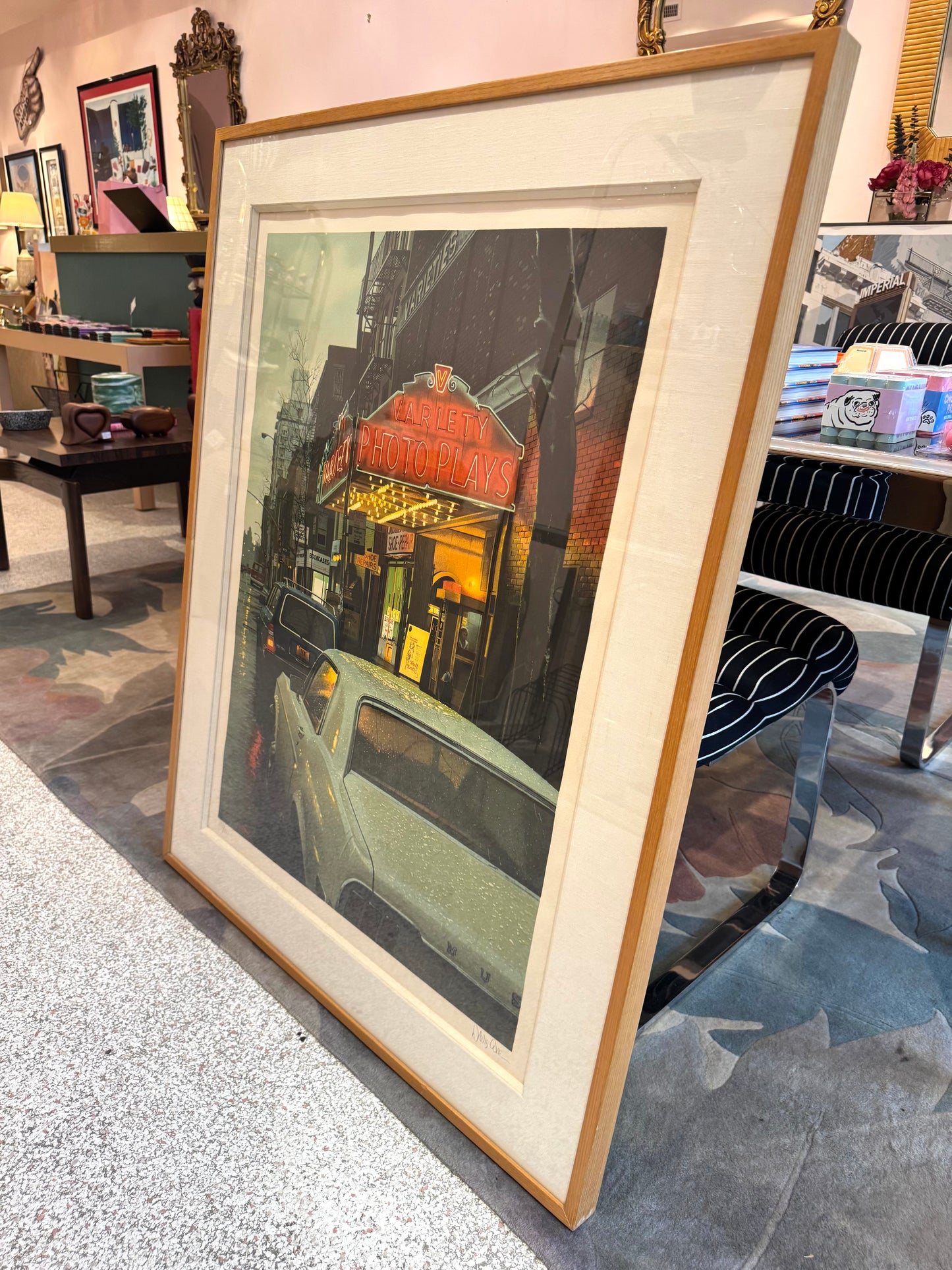 Vintage 1983 Signed Limited Edition Lithograph Titled "Variety Photoplays" by Davis Cone