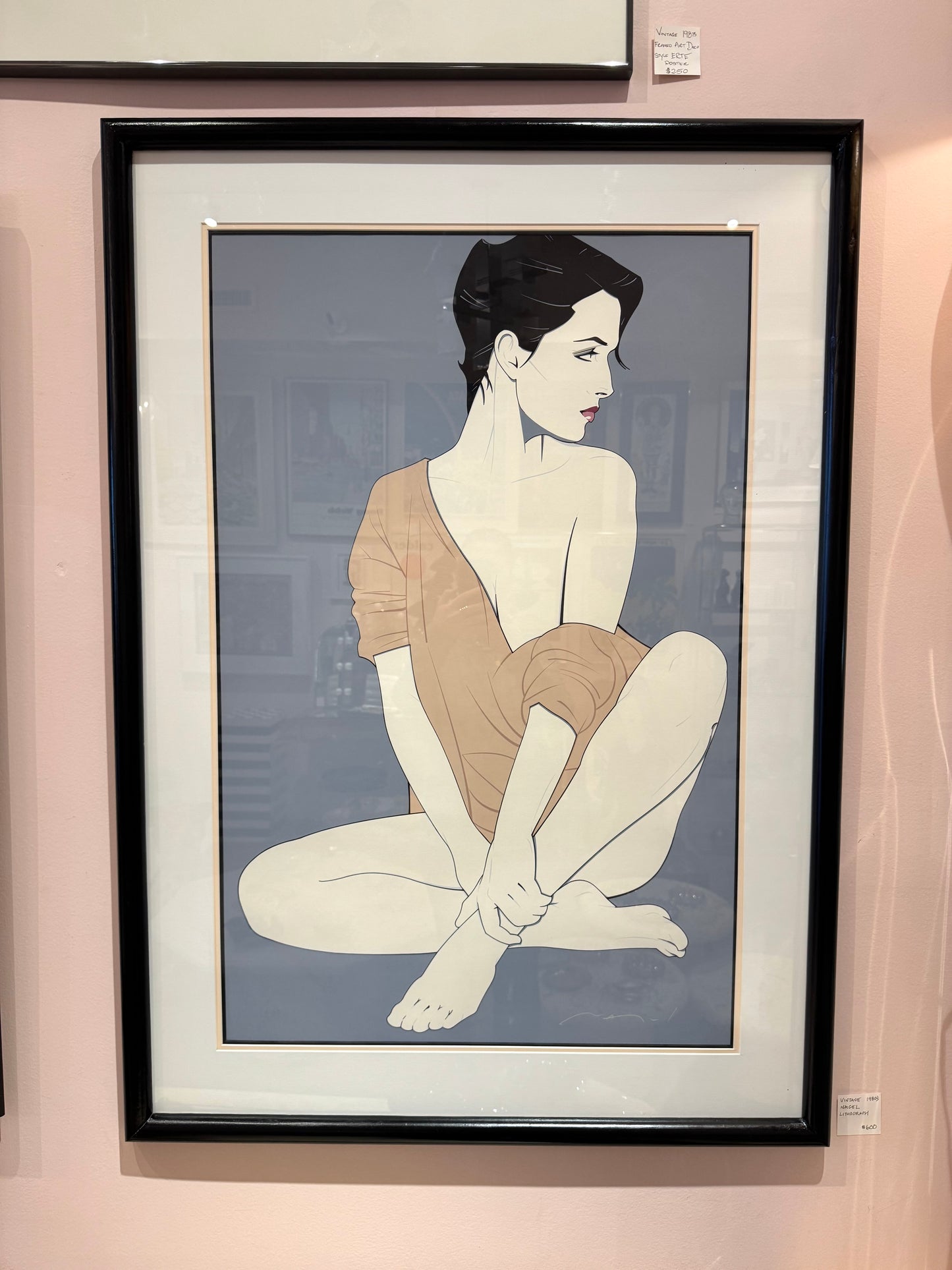 Vintage Framed Patrick Nagel Serigraph Titled "Commemorative #4"