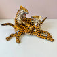 Vintage Mid-Century Ceramic Fighting Leopards Sculpture (as is)