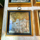Set of 4 Antique Framed Sungott Decoupage Gold Leaf Convex Glass Artworks
