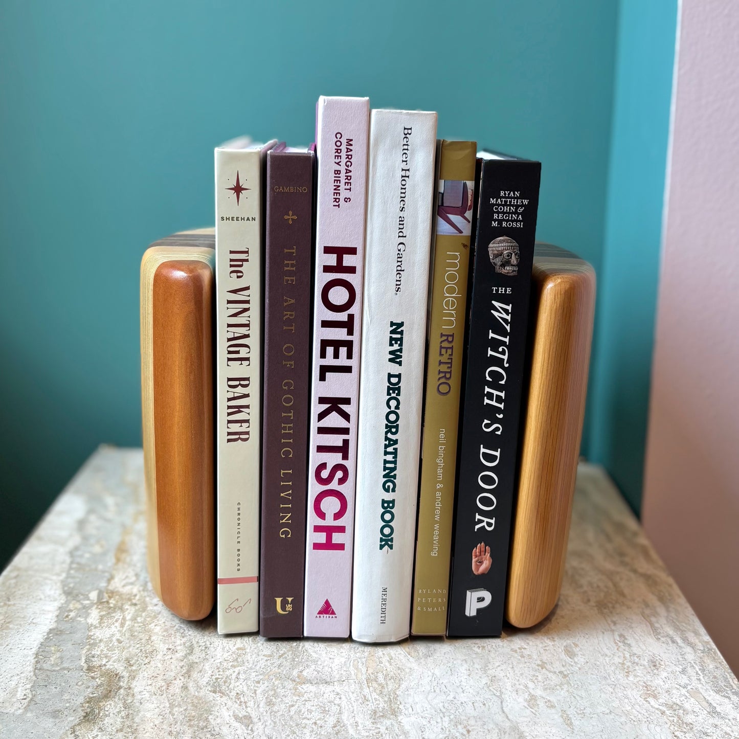 Mid Century Pair of Wood Block Bookends