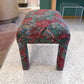 Vintage 1980’s Graphic Floral Upholstered Parson’s Ottoman Bench