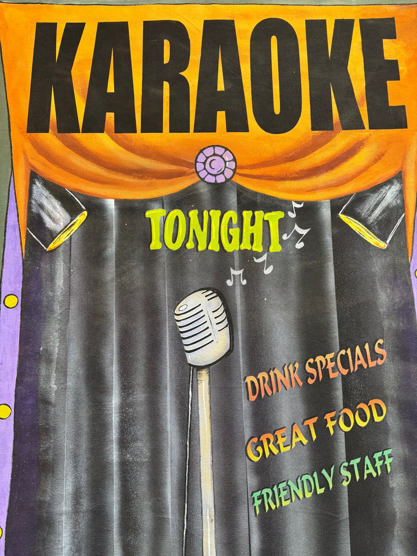 Vintage Hand Painted Original "Karaoke" Artwork