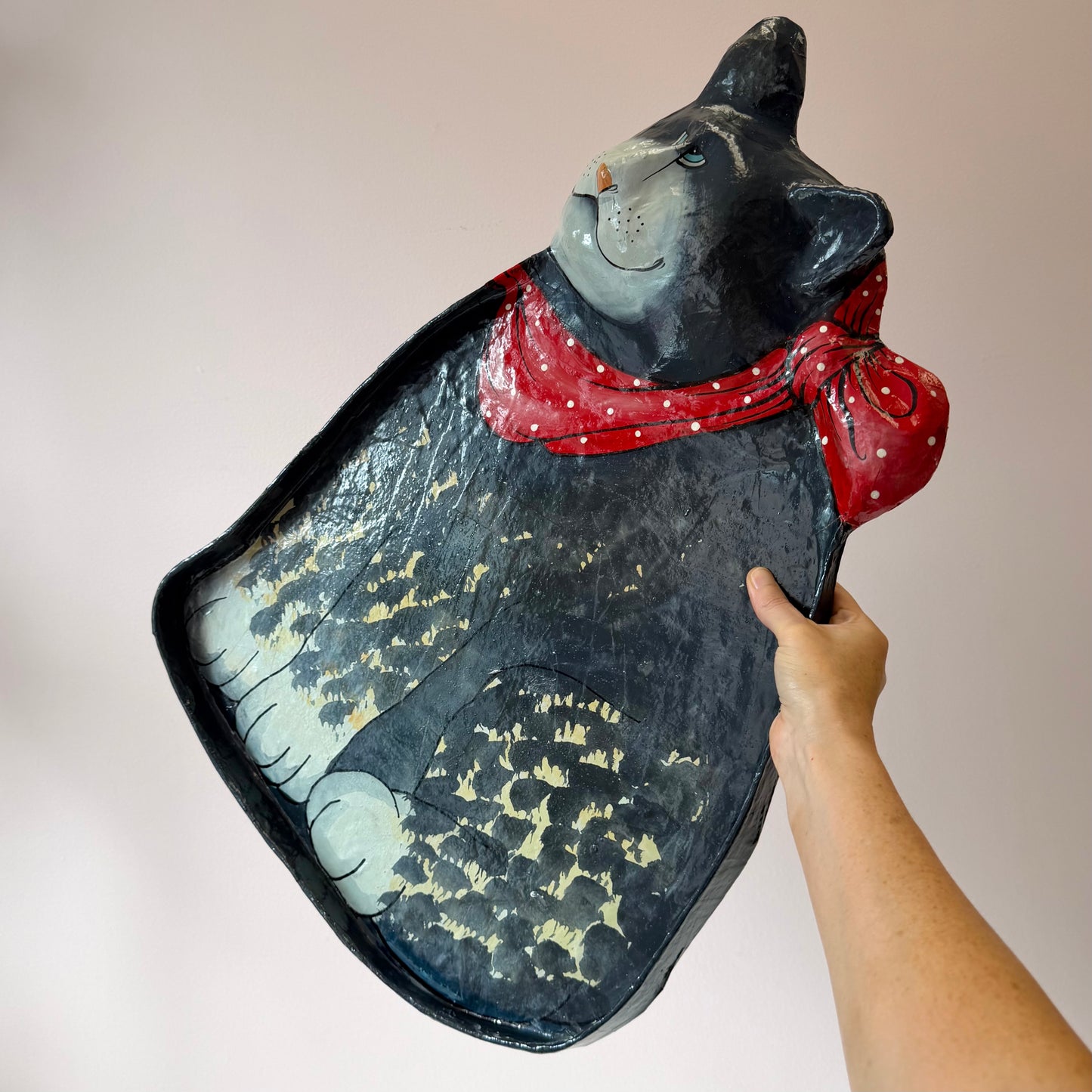 Vintage Large Paper Maché Cat Tray