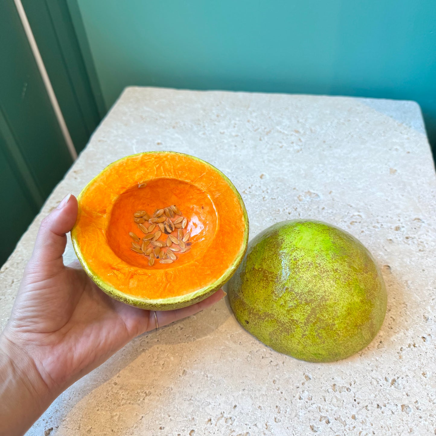 Pair of Vintage Paper Mache Cantalope Halves
