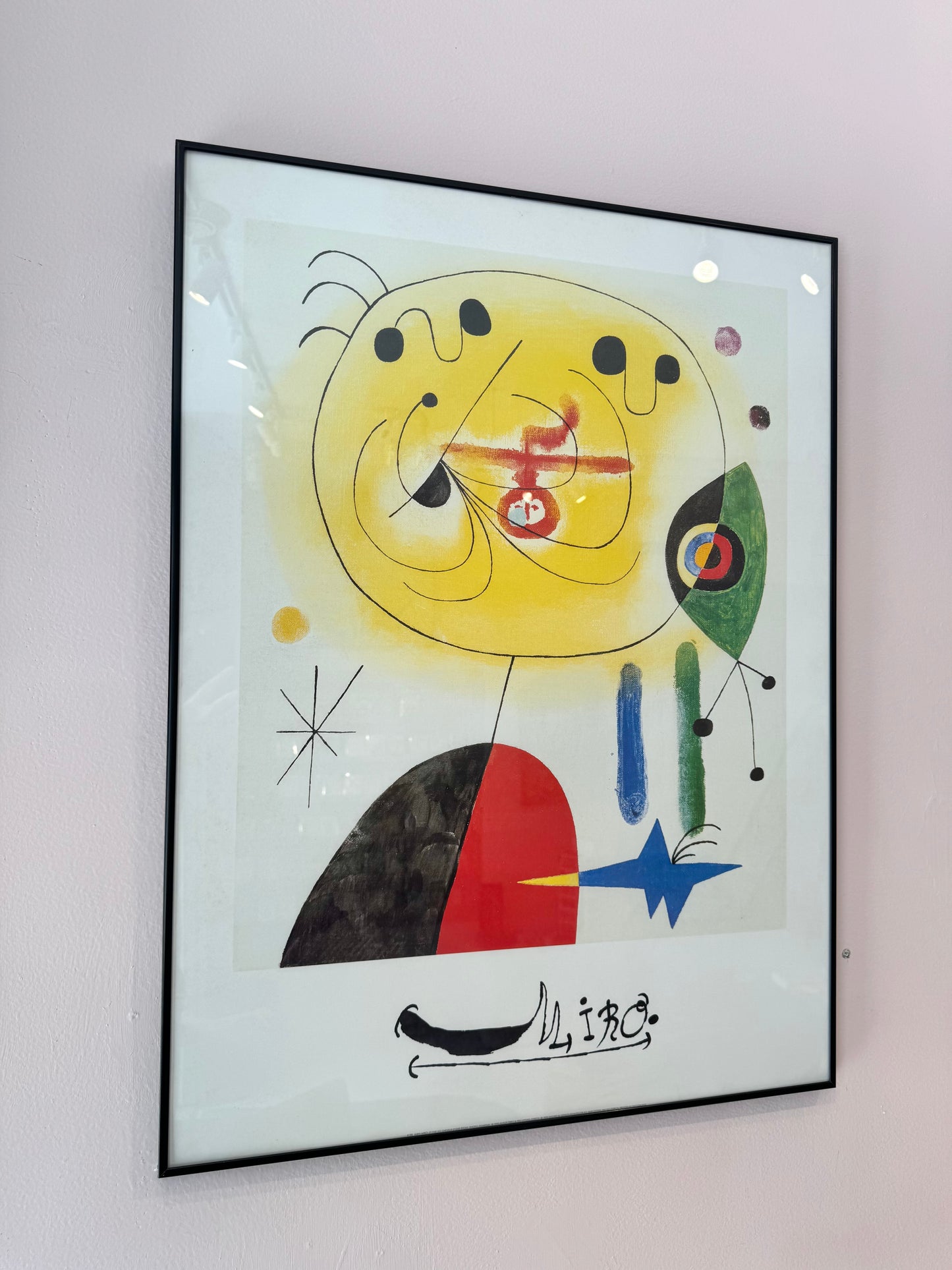 Vintage Framed Poster Titled "Et Fixe Les Cheveaux" by Joan Miró