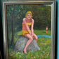 Vintage Original Framed “Bather by a Rock” Artwork