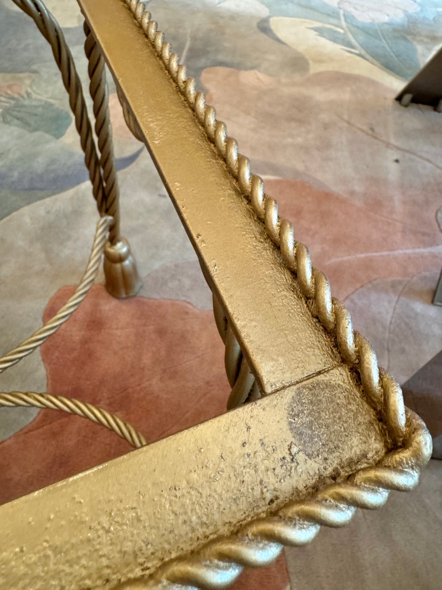Vintage Gold Hollywood Regency Tassel Footed Side/End Table