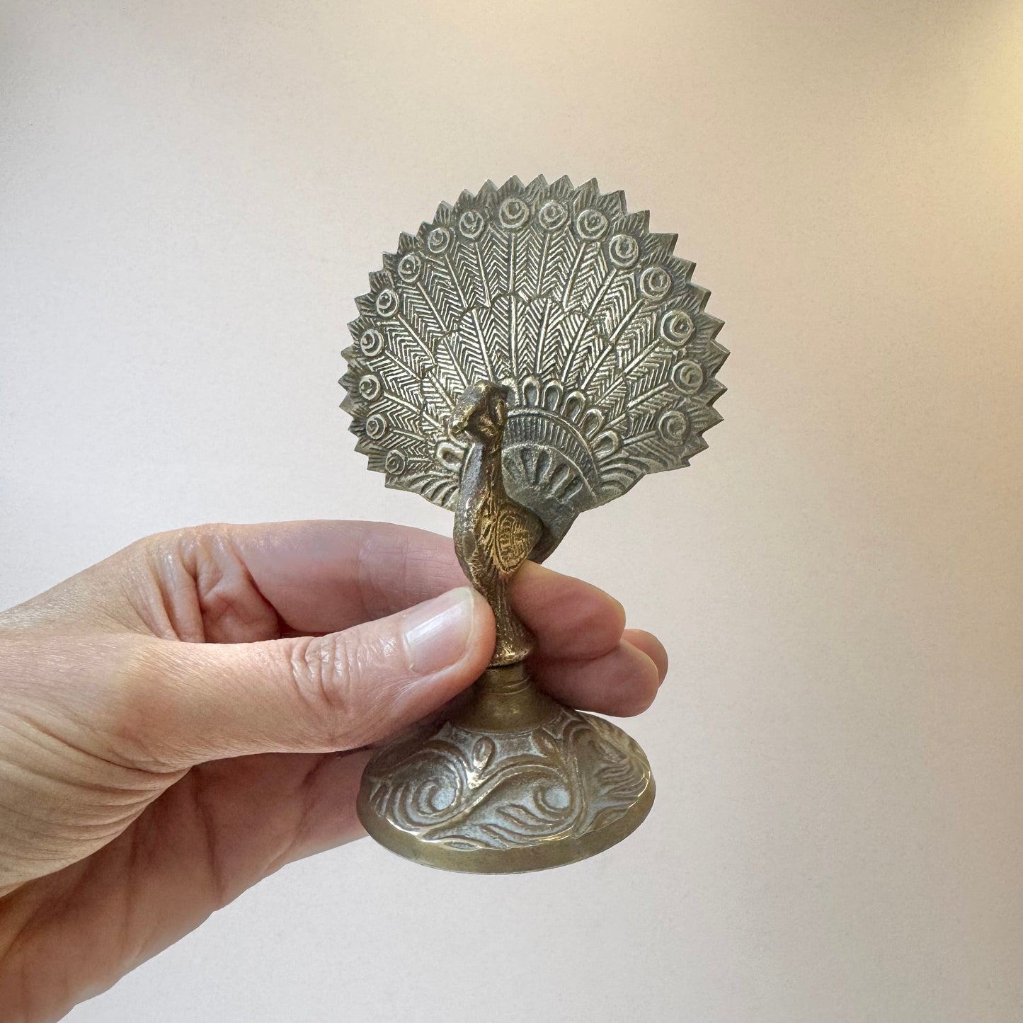 Vintage Small Brass Peacock Figurine