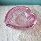 Vintage Signed Pink and Silver Leaf Murano Glass Bowl