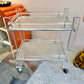 Vintage Lucite Two Tier Rolling Bar Cart