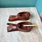 Pair of 1970’s Hand Carved Wooden Feet Ashtrays