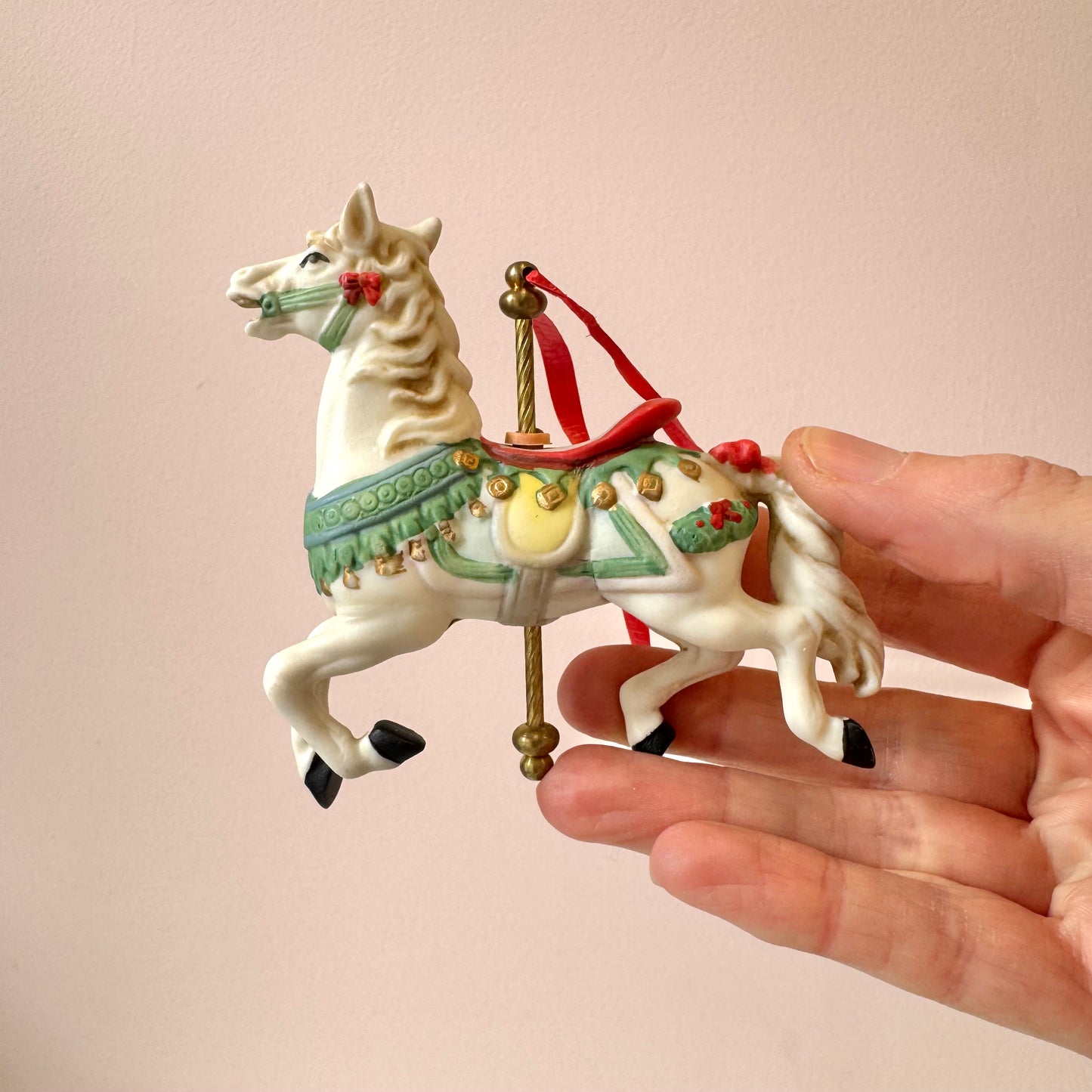 Vintage Ceramic Horse Carousel Ornament