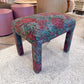 Vintage 1980’s Graphic Floral Upholstered Parson’s Ottoman Bench