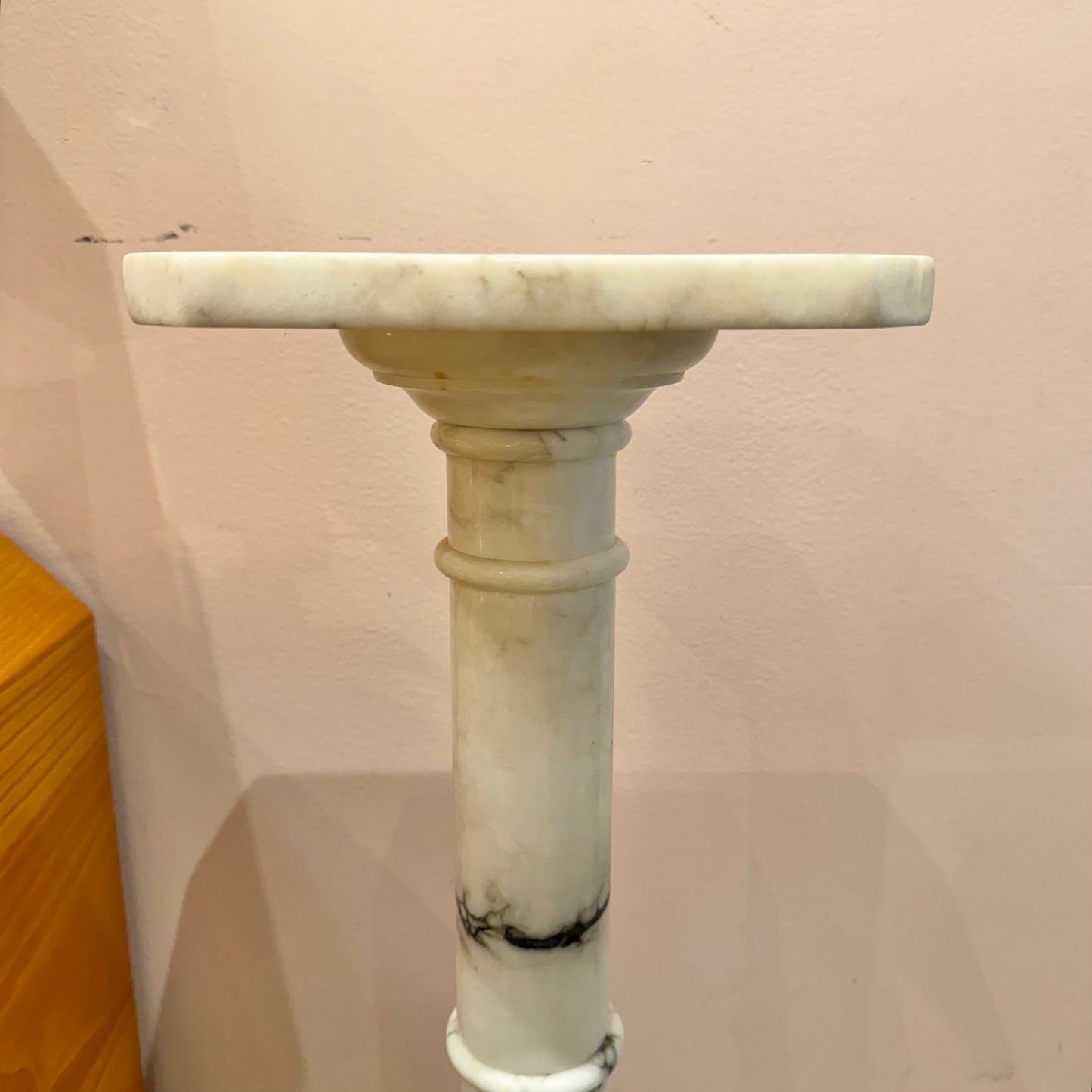 Vintage Italian White Marble Pedestal