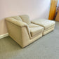 Vintage Soft Beige Tweed Chair & Ottoman