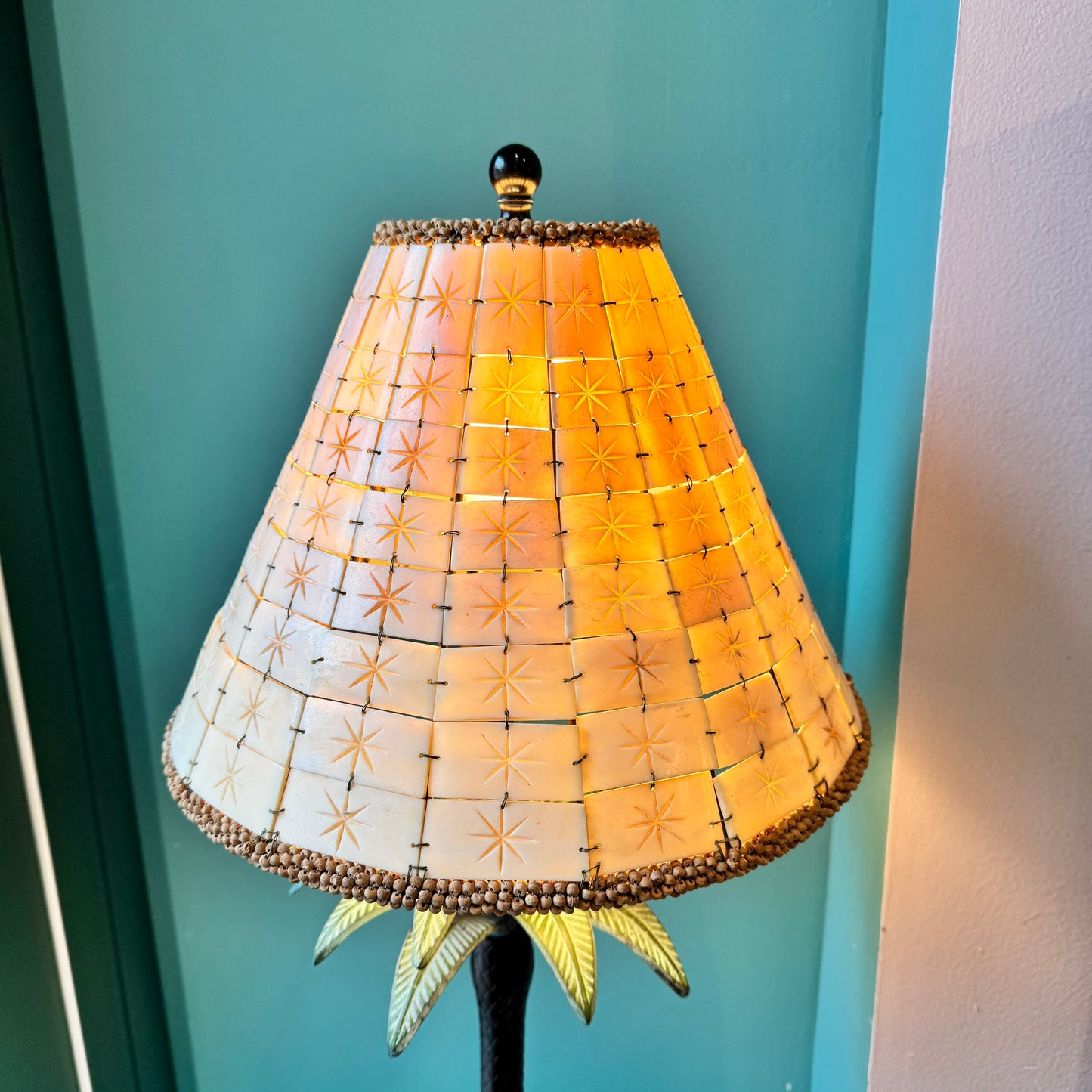Vintage Palm Tree and Tile Shade Table Lamp