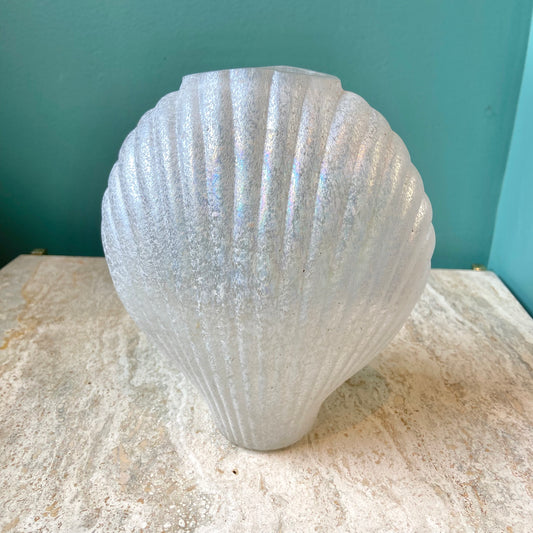 Vintage Textured Iridescent Shell Vase by Silvestri