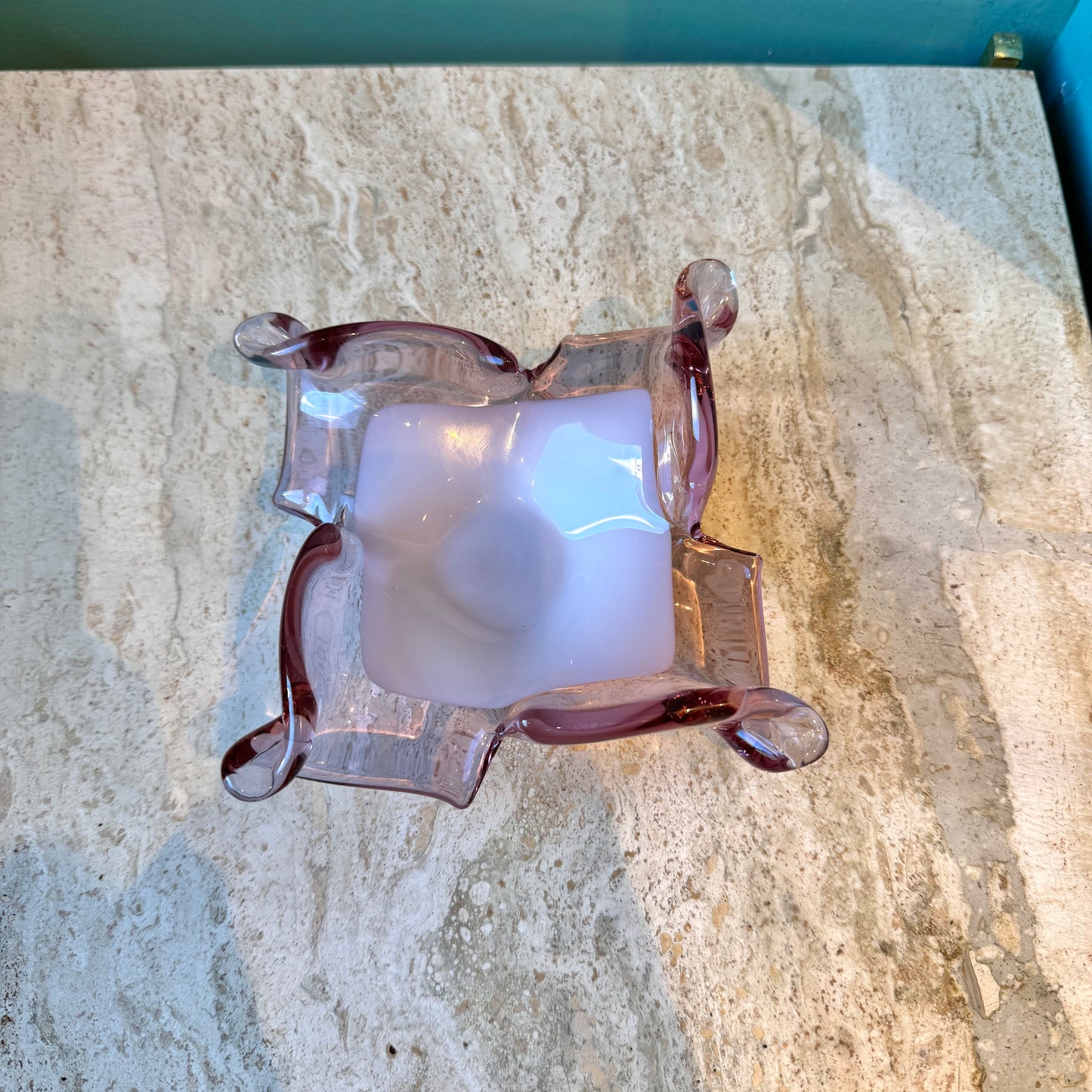 Vintage Pink Murano Glass Catchall Dish