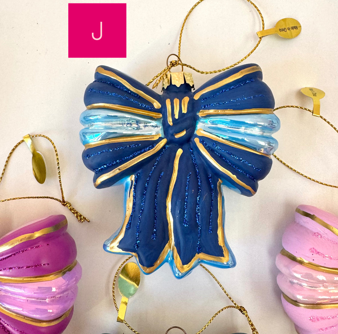 Sparkling Satin Bow Glass Ornament