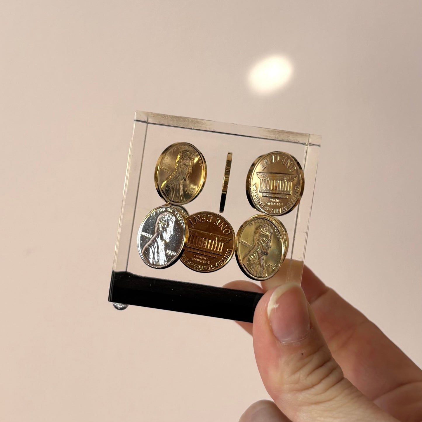 Vintage Lucite 1970 Penny Paperweight