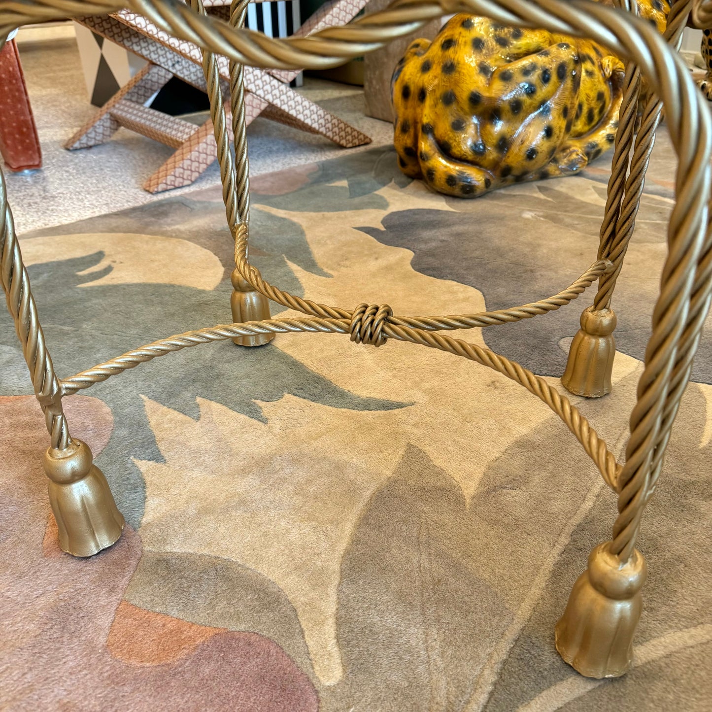 Vintage Gold Hollywood Regency Tassel Footed Side/End Table