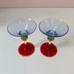 Pair of Vintage Memphis Style Glass Candle Holders 6"
