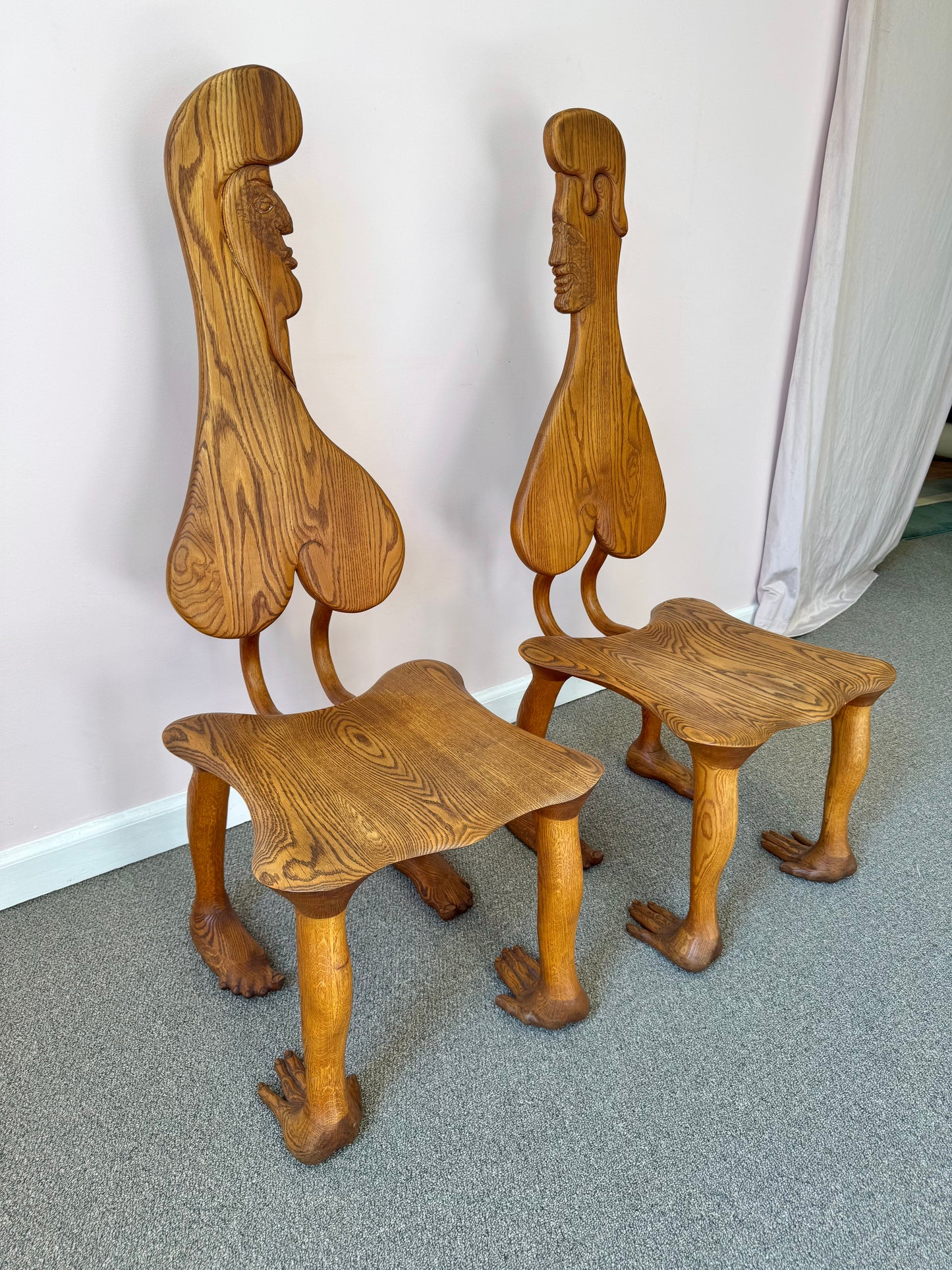 Pair of 1980 Andrew Willner Figure Chairs/Signed and Dated