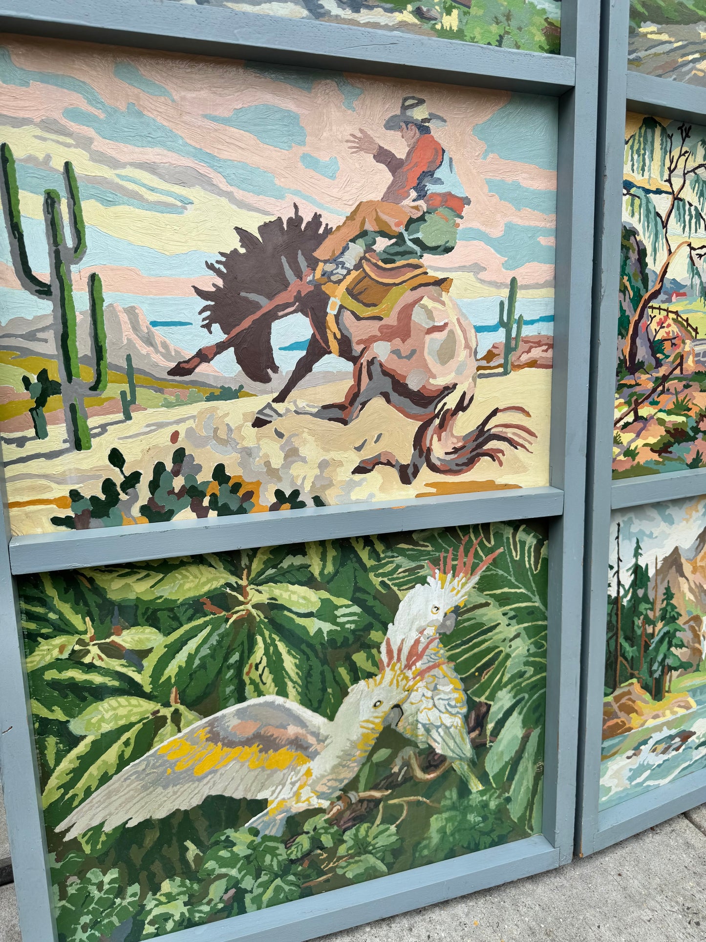 Vintage 1950's Original Paint by Numbers Screen/Room Divider