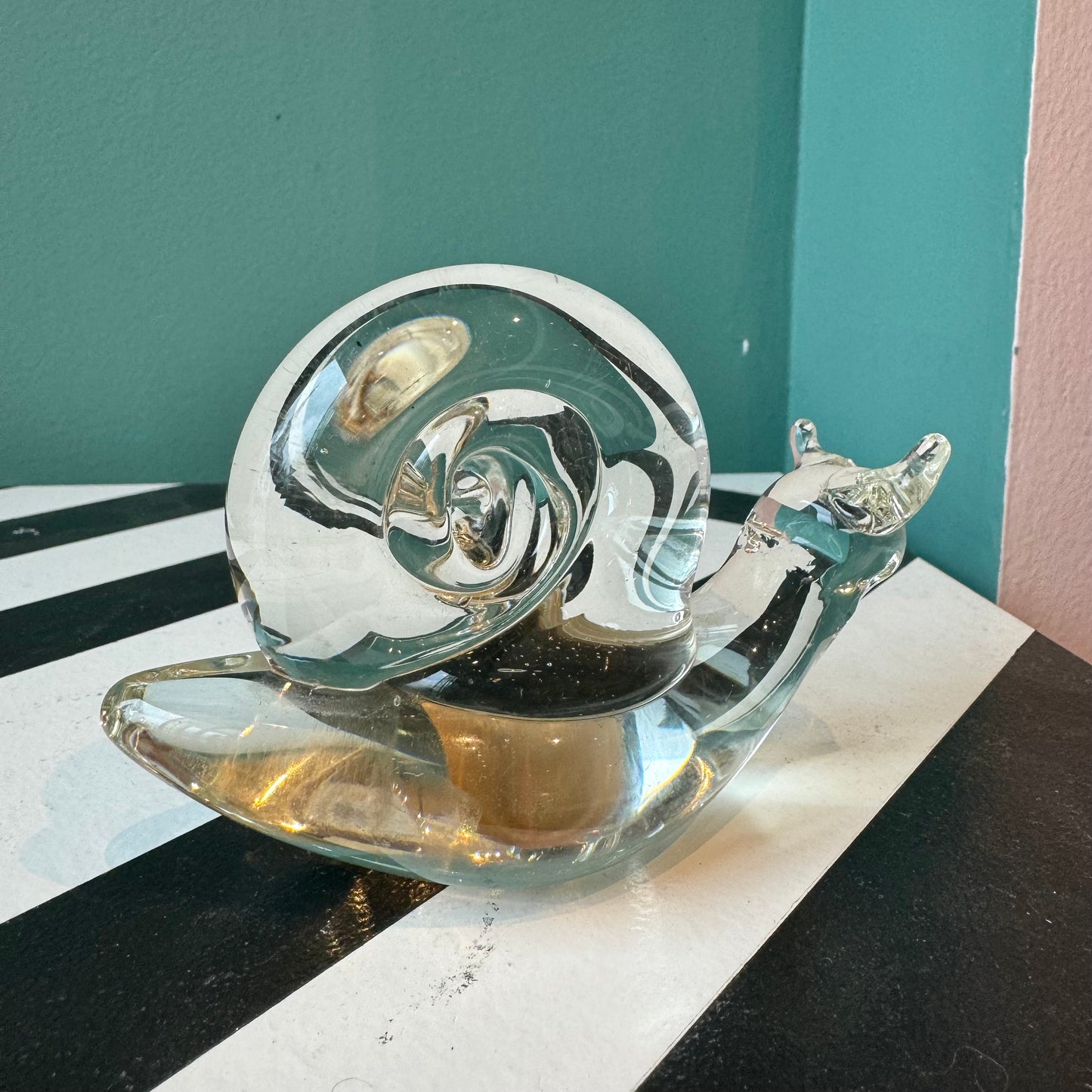 Vintage Clear Glass Snail Figurine