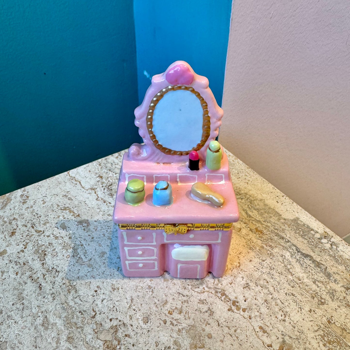 Pink Vanity Dresser Trinket Box