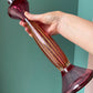 Vintage Tall Pink Murano Glass Candlestick Holder - signed