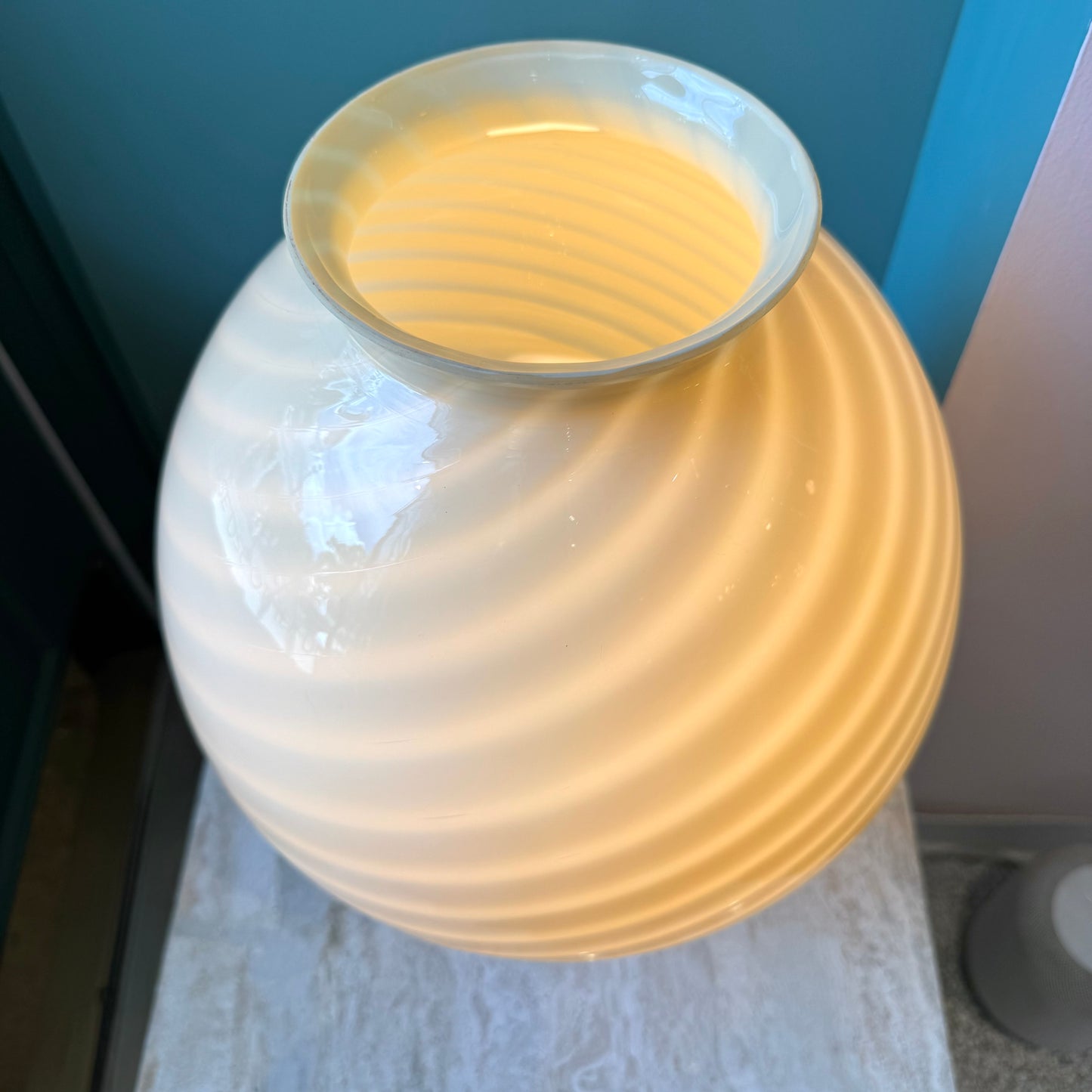 Vintage Pale Yellow Vetri Murano Glass Mushroom Lamp