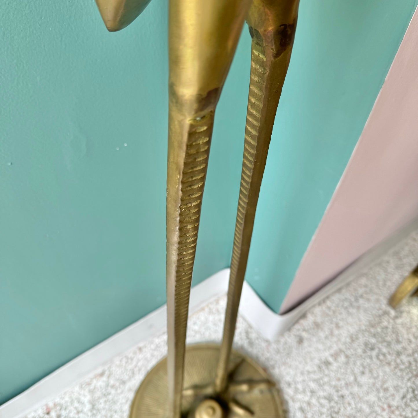 Pair of Extra Large Vintage Brass Crane Birds