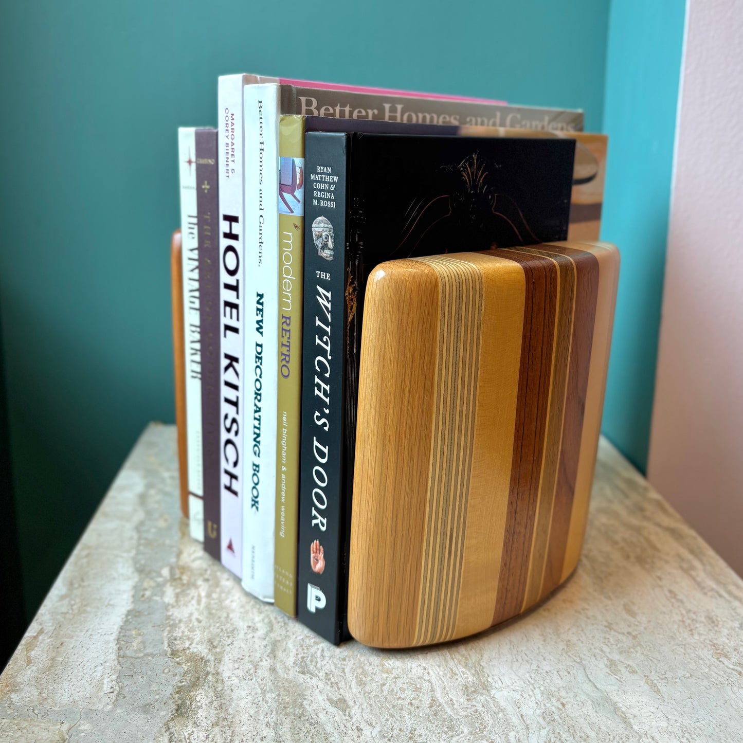 Mid Century Pair of Wood Block Bookends