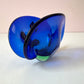 Vintage Murano Glass Blue and Green Clam Shell Bowl