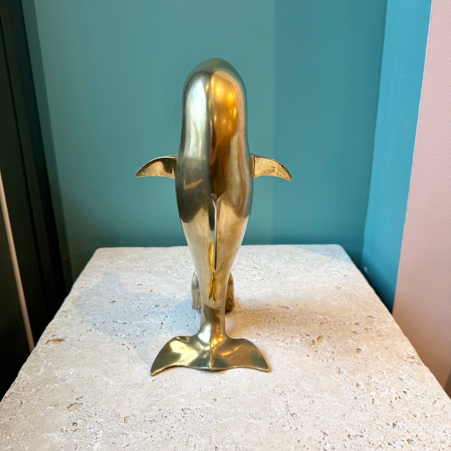 Vintage Brass Dolphin Statue