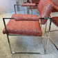 Vintage Set of 4 Milo Baughman '1188' Chrome and Orange Wool Dining Chairs