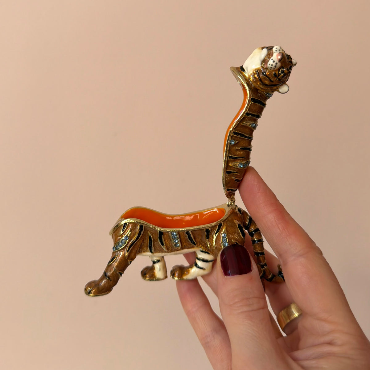 Jeweled Tiger Trinket Box