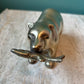 Vintage Brass Bear with Fish in Mouth Figurine