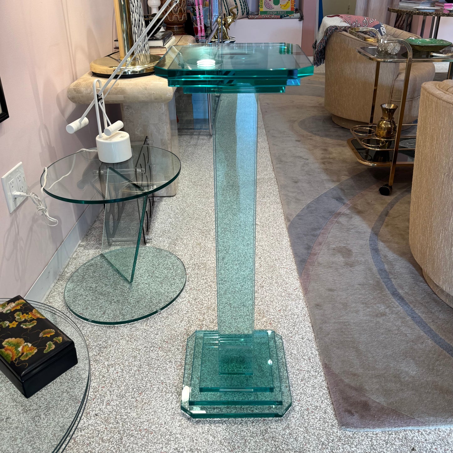 Vintage Stacked Glass Pedestal 36.5”